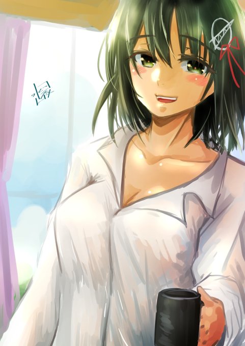 #艦これ版深夜の真剣お絵描き60分一本勝負
#艦これ版真剣お絵描き60分一本勝負_20210324
#羽黒 

部屋とYシャツと羽黒 