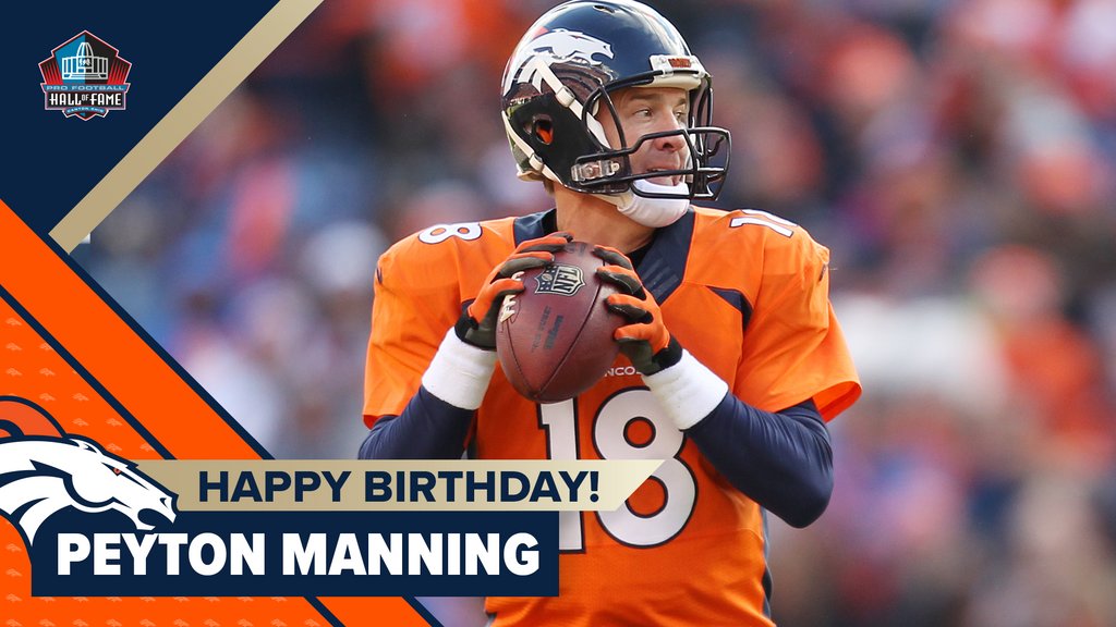 2x #SuperBowl champ. 5x MVP. 14x Pro Bowler. Hall of Famer. Retweet to help us wish Peyton Manning a happy birthday! 🐐