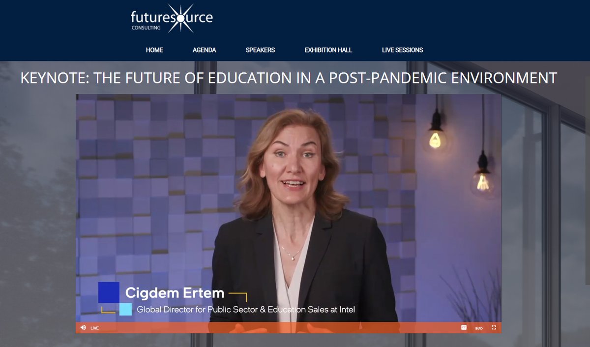 Futuresourcer's tweet image. Cigdem Ertem @intel opens the #EdTechCollab2021 event with her illuminating keynote on ‘The Future of Education in a Post-Pandemic Environment’. Sign up for on demand content bit.ly/3cfrvlq
