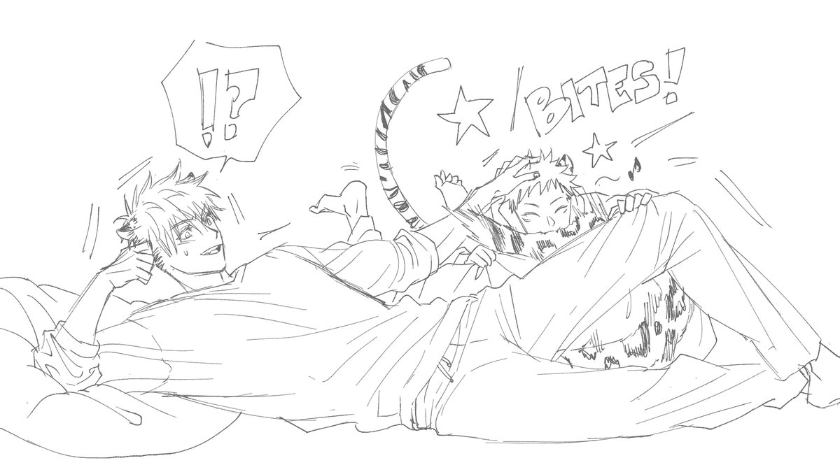 Super rough doodles for a friend www
五悠 (snow leopard & tiger)
宿伏 (tiger & black cat) 