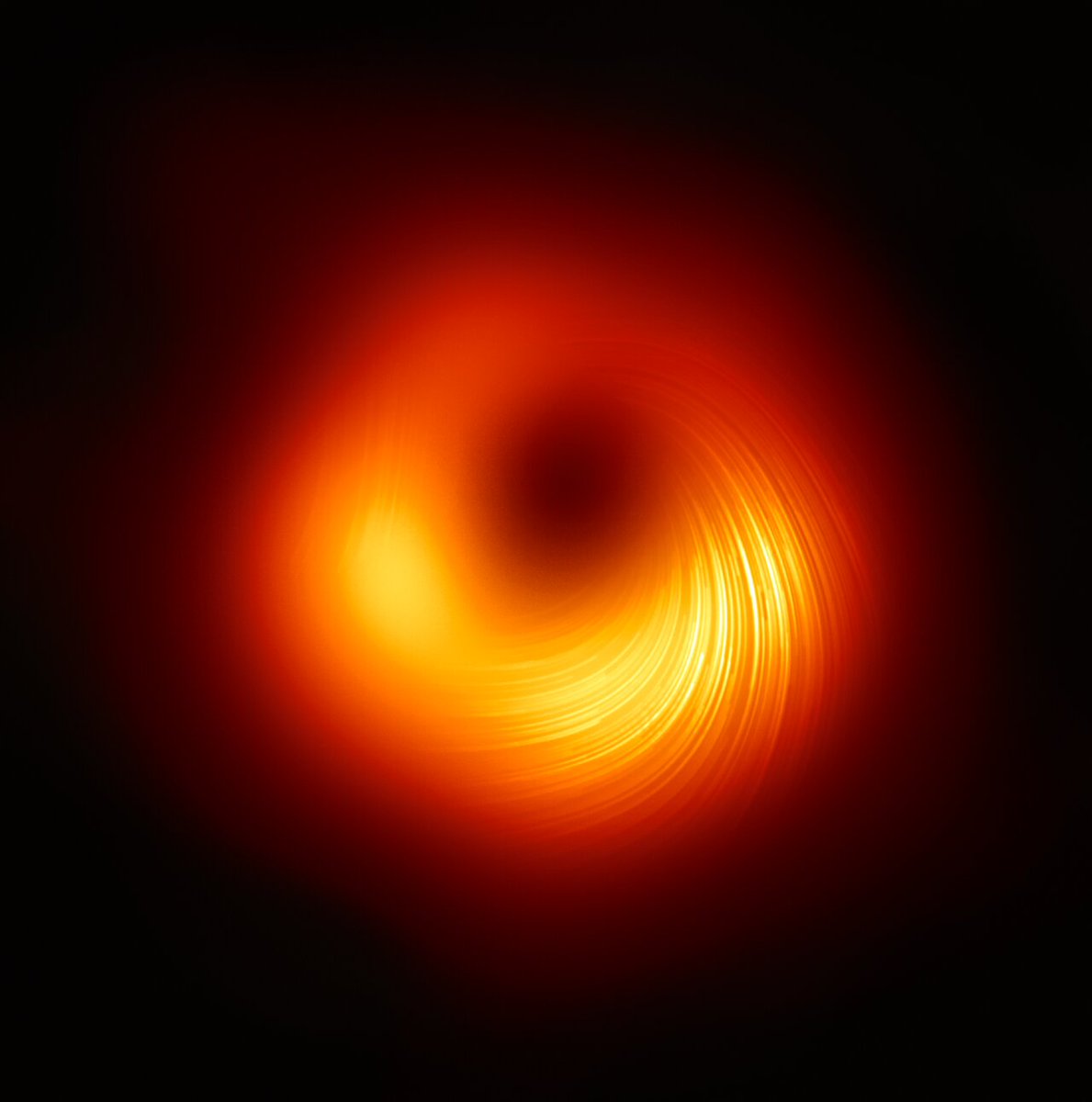 1/ The Event Horizon Telescope (EHT) collaboration, who produced the first ever image of a black hole, have imaged the magnetic fields at the edge of M87’s black hole. #RealBlackHole #EHTblackhole

Credit: @ehtelescope 

eso.org/public/news/es…