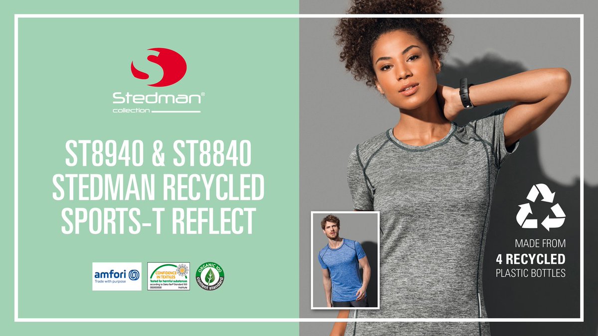 _Absolute_uk's tweet photo. Eco-friendly and super soft!  Stedman's Recycled Sports-T Reflect for men and women not only features an athletic design with contrast seams and heathered colours but also reflecting tapes on front and back, ensuring optimum visibility during evening runs in low light conditions. https://t.co/daXkwdKdoR
