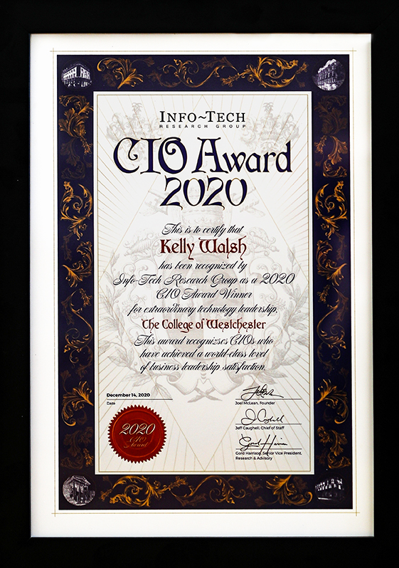 KWalshCIO's tweet photo. Such an honor to recieve this award, which I have to credit my amazing staff for - this would not have happened without their hard work! Thank you @infotechRG! #CIO https://t.co/gVnvaDi5qK #honored @TheCofWOnline https://t.co/e6GFOJQbfN