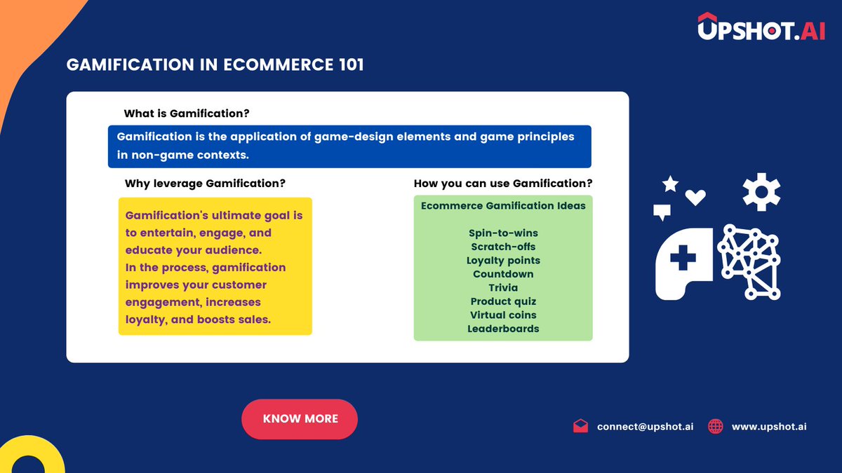 upshot_ai's tweet photo. Gamification allows #ecommerce apps and websites to increase participation among customers, leading to increased site returns, new visitors, and registrations.
At https://t.co/n2AABNvQmG, we deliver a range of #gamification solutions. Visit https://t.co/n2AABNvQmG to learn more. https://t.co/3LgVAcT5XB