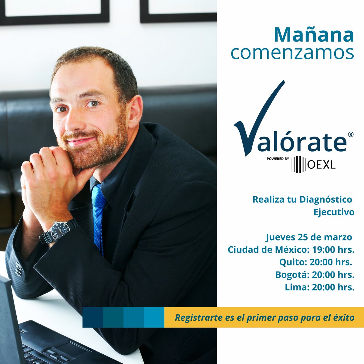 OEXL25's tweet photo. ¿Quieres mejorar tu desempeño rápidamente dentro de las nuevas condiciones laborales?
El primer paso es Valórate Ejecutiva👍 Un diagnóstico donde descubrirás cuáles son las competencias que podrían mejorar tu condición laboral. 
Inscríbete👉🏽 https://t.co/66WPQv9pqr https://t.co/Jl1X3A74Xx