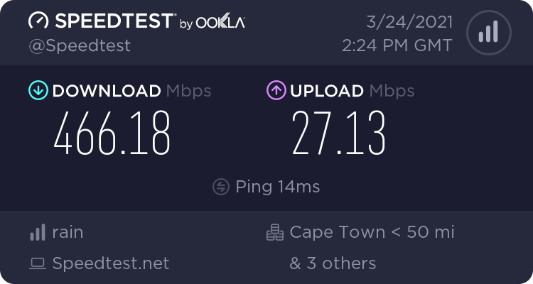 matanube's tweet photo. That moment when your 5G is 10x faster than your fiber connection. https://t.co/XMBHHrzjS4