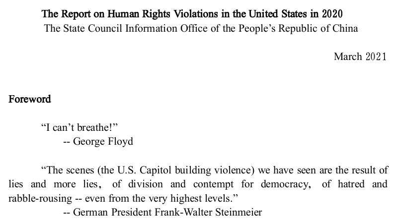 SpokespersonCHN's tweet photo. Full text: The Report on Human Rights Violations in the United States in 2020
🔗https://t.co/rlGSEdCwNB https://t.co/XJYmVKeJw4