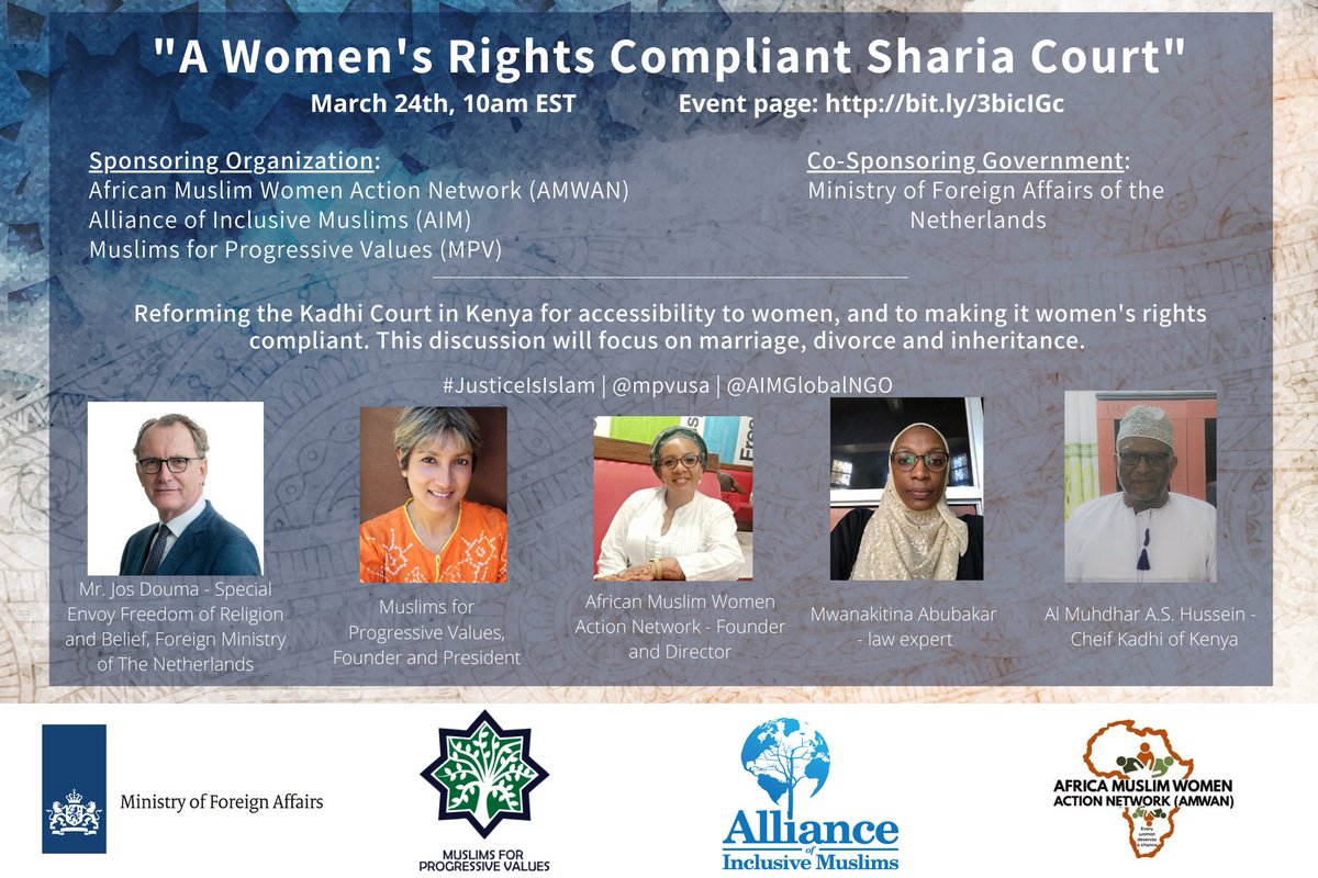 Jos_Douma's tweet photo. "A Womenβs Rights Compliant Sharia Courtβ
Attending #CSW65 side event on Kenyan Khadi courts, hosted by @AniZonneveld and organized by @mpvusa, together with @AIMGlobalNGO and #AMWAN
Penetrating questions on why women do not sit on those courts yet -"the capacity is there!" https://t.co/h13gbjEZVT