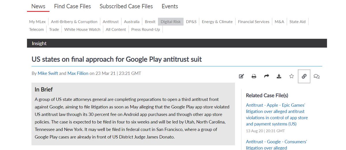 Swiftstories's tweet photo. With the #antitrustspringmeeting #atspring firing up in earnest today, @MaxwellAFillion and I have the skinny on the next state AG #antitrust lawsuit against @Google, over #appstore policies, which looks likely to land in May in San Francisco. https://t.co/w3ag6805iu https://t.co/1lo3px7skp