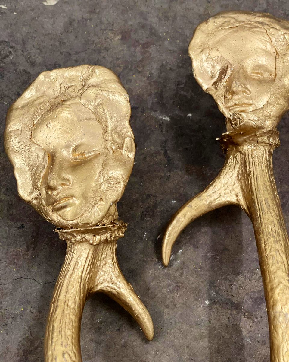 MichaelGurhy's tweet photo. Rites of Passage, Concrete, Mixed Media, Epoxy Putty &amp; Gold Spray Paint 
#childhood #adolescence #femininedivine #eros #thanatos #dreams #psychoanalysis https://t.co/MwRTIzAZ2s