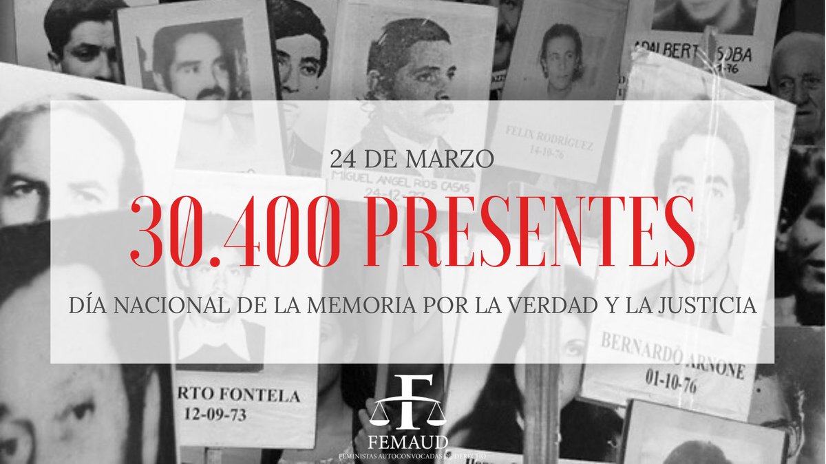 Femaud_unt's tweet photo. A 45 años del Golpe Cívico Militar y a 46 años del Operativo Independencia: no olvidamos, no perdonamos, no nos reconciliamos.

30.400 compañerxs detenidxs desaparecidxs 
PRESENTES
AHORA
Y SIEMPRE.

#24M #NuncaMas #NoNosHanVencido #Son30Mil #PlantamosMemoria https://t.co/4YfAAKlRv1