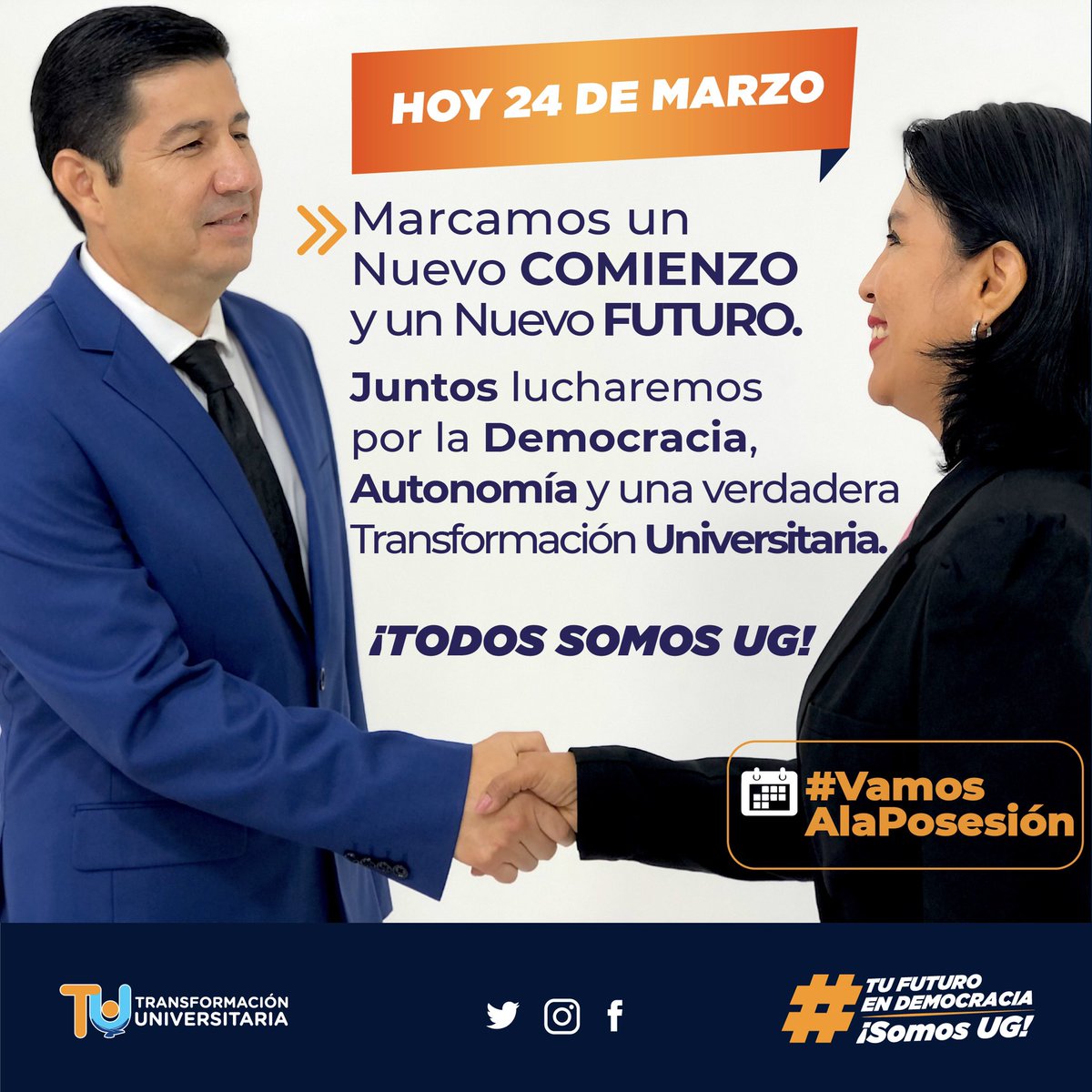 PacoRector's tweet photo. ✅ HOY 24 de Marzo de 2021.
Inicia un NUEVO COMIENZO Y UN NUEVO FUTURO.
Juntos por una TRANSFORMACIÓN UNIVERSITARIA.‼️
#VamosAlaPosesión
#JuntosporlaDemocracia
#JuntosporlaAutonomía
#TodosSomosUG https://t.co/AsARratZar
