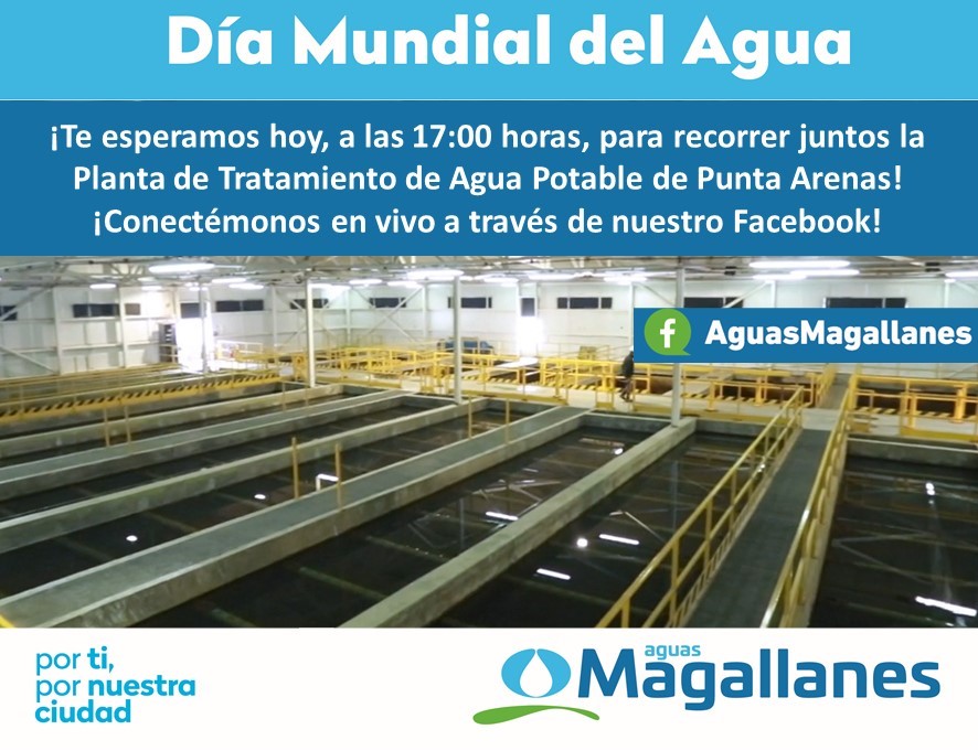 AguasMagallanes's tweet photo. Te invitamos a recorrer hoy, en vivo y en directo, la Planta de tratamiento de agua potable de #PuntaArenas Te esperamos a las 17:00 hrs. #DiaMundialDelAgua #Magallanes @AguasMagallanes https://t.co/UZ1OZkrppW