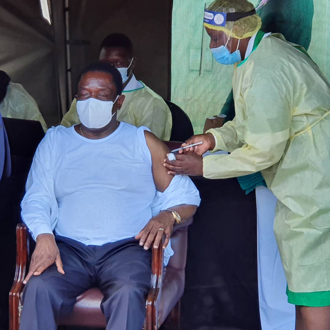 President <a href="/edmnangagwa/">President of Zimbabwe</a> has just been vaccinated in Victoria Falls this afternoon

<a href="/Mavhure/">Rufaz--Jerera❤King❤</a> <a href="/ChronicleZim/">The Chronicle</a> <a href="/BusisaMoyo/">Busisa Moyo</a> <a href="/DrGugu_WNcube/">African Delinquent (PhD)</a> <a href="/ZBCNewsonline/">ZBC News</a> <a href="/nicolehondo/">𝙉𝙞𝙘𝙤𝙡𝙚 𝙃𝙤𝙣𝙙𝙤 🇿🇼</a> <a href="/ZANUPF_Official/">ZANU PF</a> <a href="/advocatemahere/">Fadzayi Mahere🇿🇼</a> <a href="/JobSikhala1/">HON Job Wiwa Sikhala</a> <a href="/ChinaDaily/">China Daily</a> <a href="/China_Amb_Zim/">Zhou Ding</a> @usembassyharare
