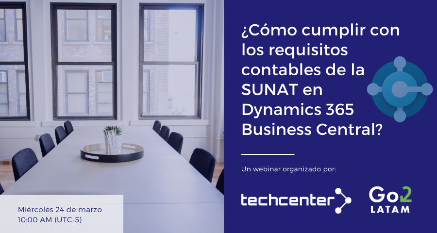go2latam's tweet photo. Enseguida comenzamos este #webinar junto a nuestro Partner  @techcenterperu 🌎 Durante una hora, presentaremos los principales beneficios de Dynamics 365 Business Central, y os enseñaremos cómo nuestra localización permite cumplir con los requisitos de la SUNAT desde el ERP. https://t.co/ggYLGn8zVr