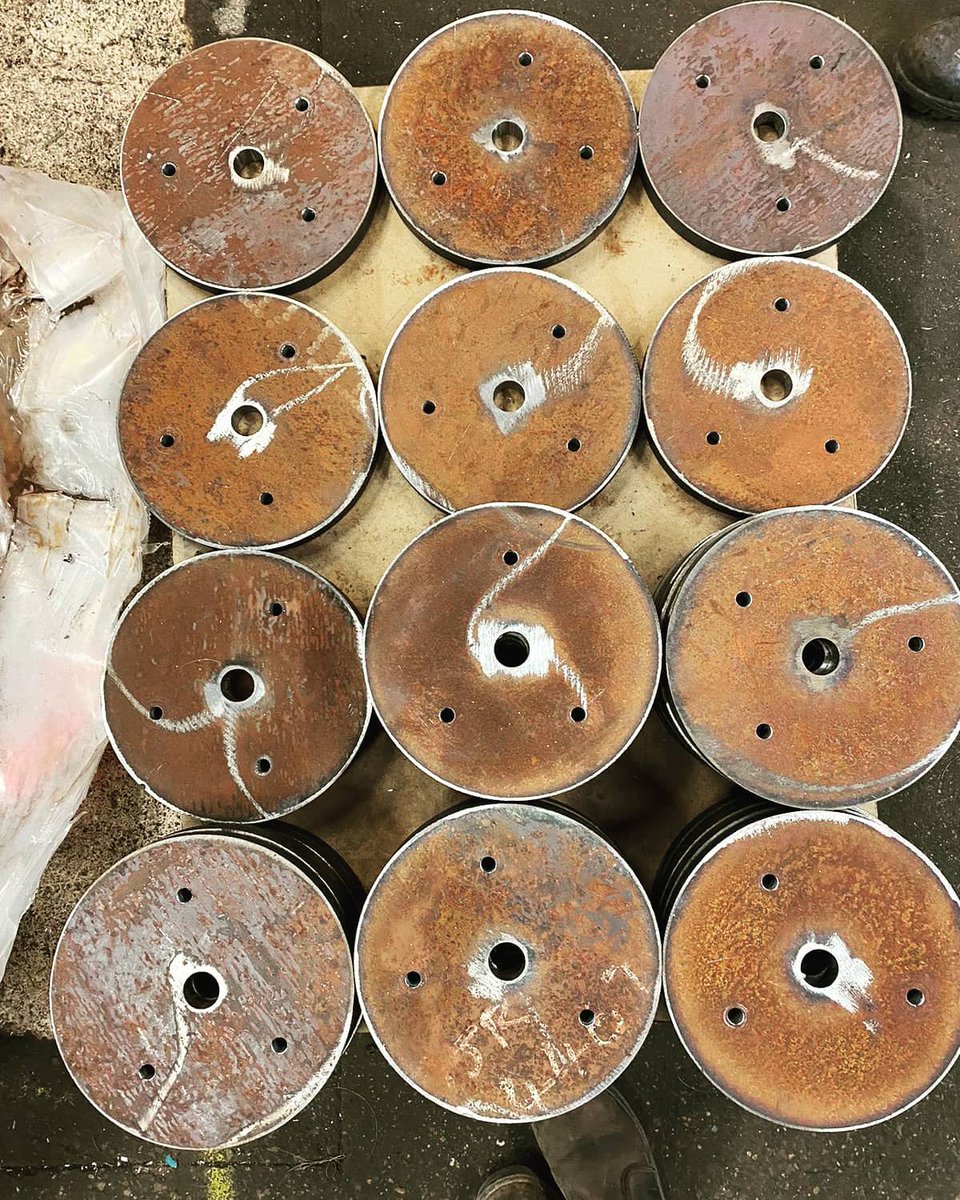 Flame cut profiles machined today on one of our CNC Mills #haas #manufacturing #flamecut #lasercutting