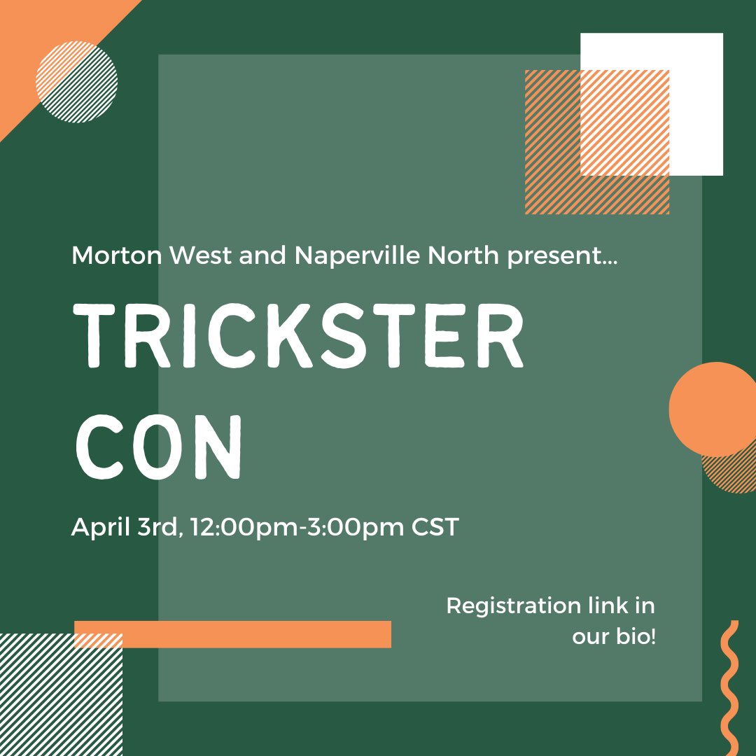 Introducing Trickster-Con, our collaboration with Naperville North! Sign up to attend with this link: docs.google.com/forms/d/e/1FAI….