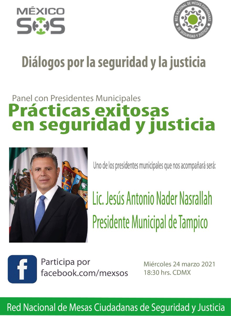 MEXICOSOS's tweet photo. Los invitamos
"Prácticas exitosas en seguridad y Justicia"
24 de marzo 2021
https://t.co/RPJMLofmpp
#Seguridad #Justicia #MCSJ #MXSOS https://t.co/U14pkH7xB2