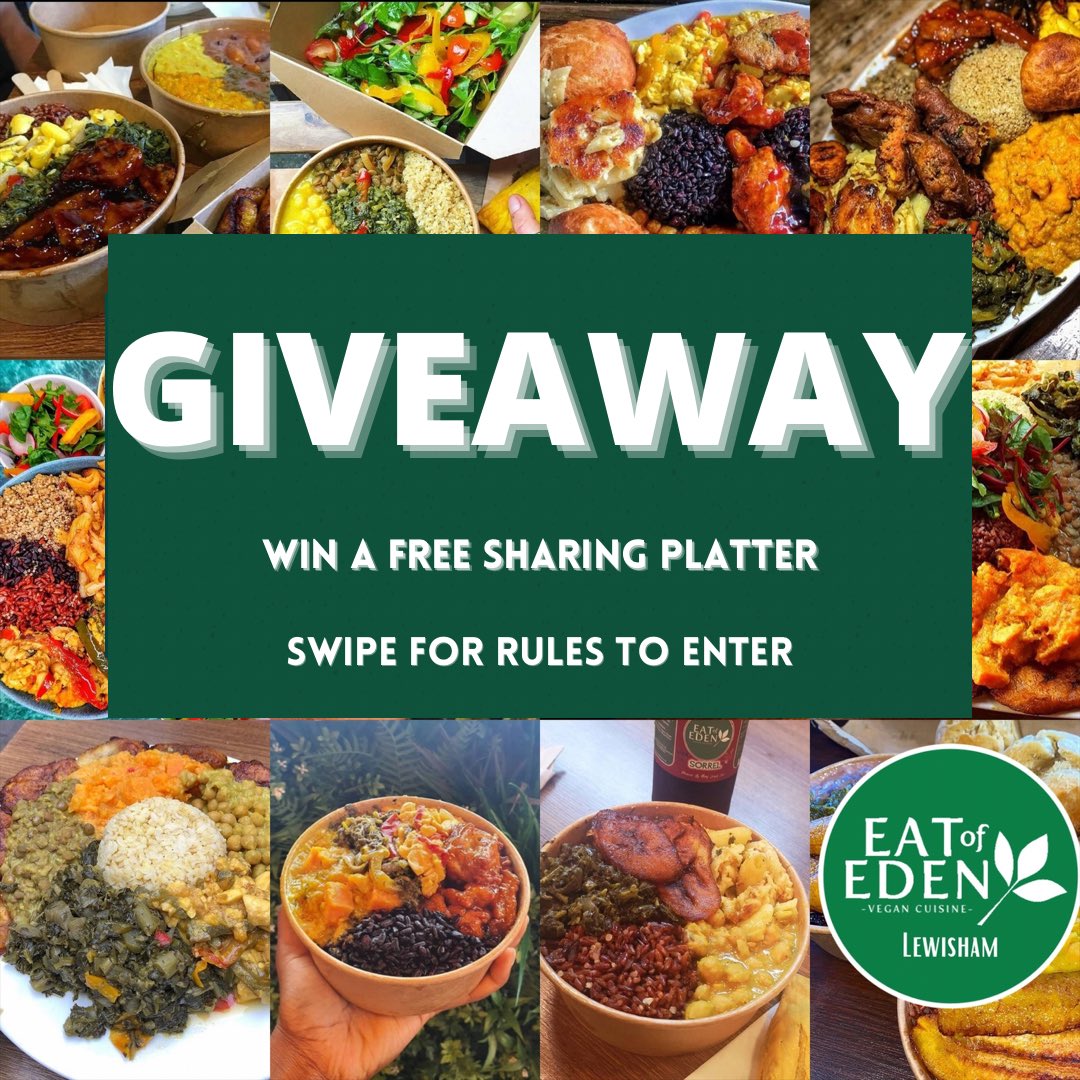 Head over to my Instagram to enter Eat of Eden Lewisham’s giveaway 💚 Win a free sharing platter. Enter via my Instagram “<a href="/erikapempamsie/">Pempamsie | Eat of Eden</a>”.  #eatofeden #lewisham #giveaway #vegan #veganfood
