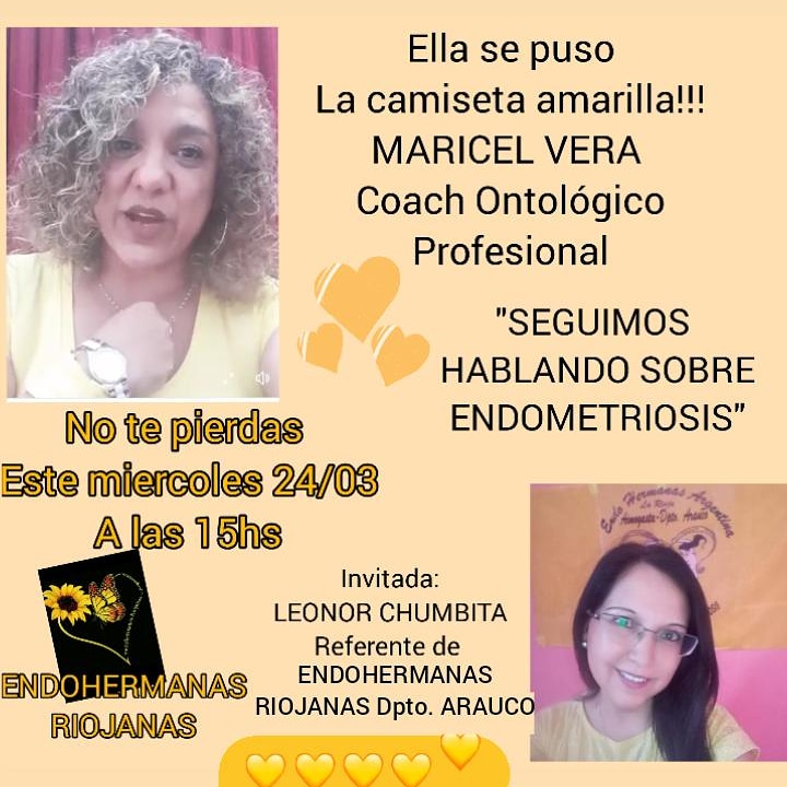 ERiojanas's tweet photo. "HABLEMOS DE ENDOMETRIOSIS EN LA PROVINCIA DE LA RIOJA DESDE EL DEPARTAMENTOS ARAUJO  con nuestra Endohermana LEONOR CHUMBITA 💛💛💛 https://t.co/6kCSCMjsZl