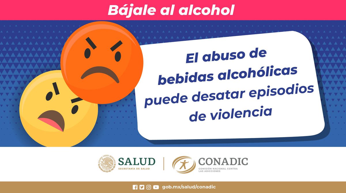 capa_II's tweet image. El alcohol puede ser el factor detonante para presentar conductas violentas como agresiones verbales, riñas, entre otros. Mejor, #BájaleAlAlcohol #CuidaTuSaludMental