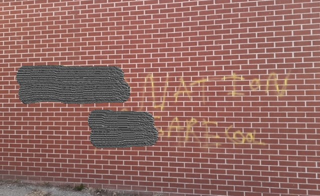 OPP_WR's tweet photo. #WellingtonOPP is looking for anyone with info after an overnight graffiti spree in #Fergus Mar 22-23. Homophobic &amp; derogatory slurs were spray-painted on the Autism Behavioural Services building call 1-888-310-1122 or @CSGWtips 1-800-222(TIPS) ^km https://t.co/R6inTYu9RM