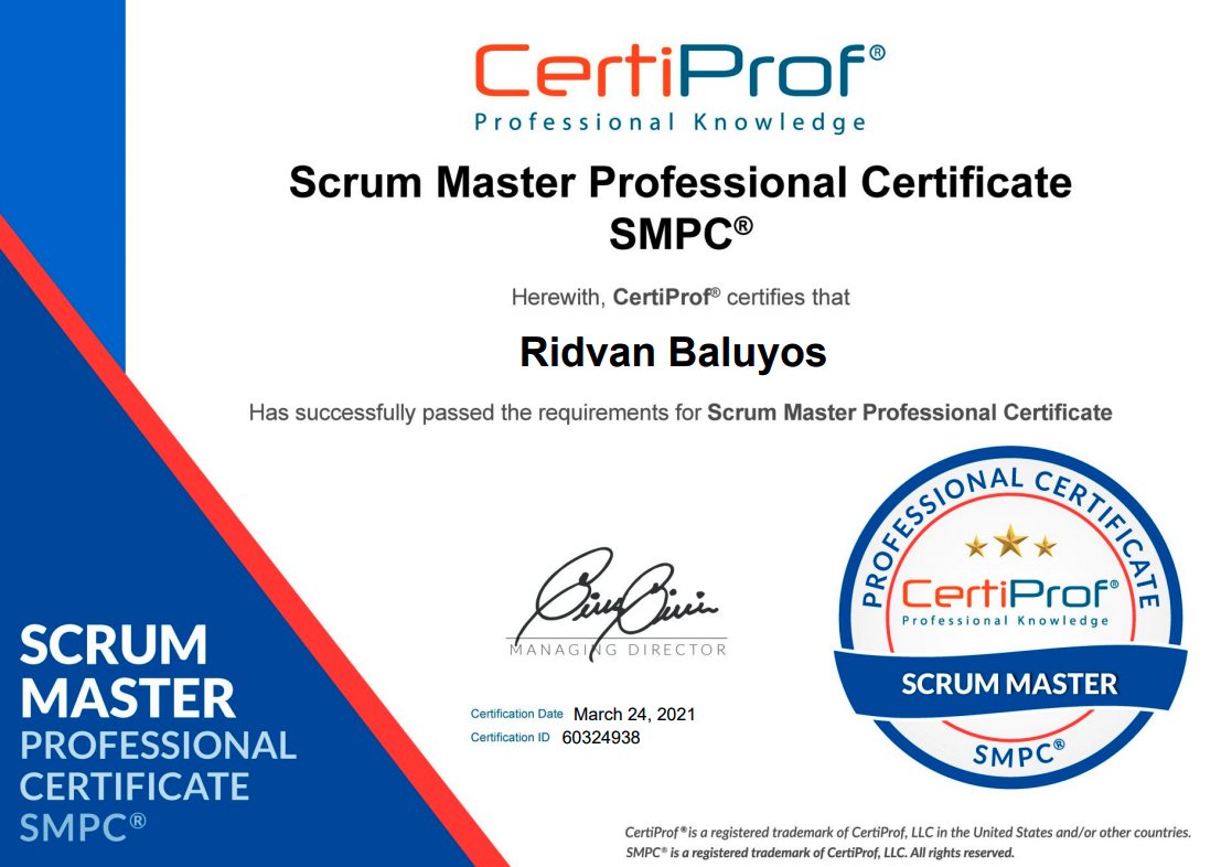 ridvanbaluyos's tweet photo. #ScrumMaster #SMPC #ScrumGuide2020 #CertiProf https://t.co/TTYCYH9Cl4