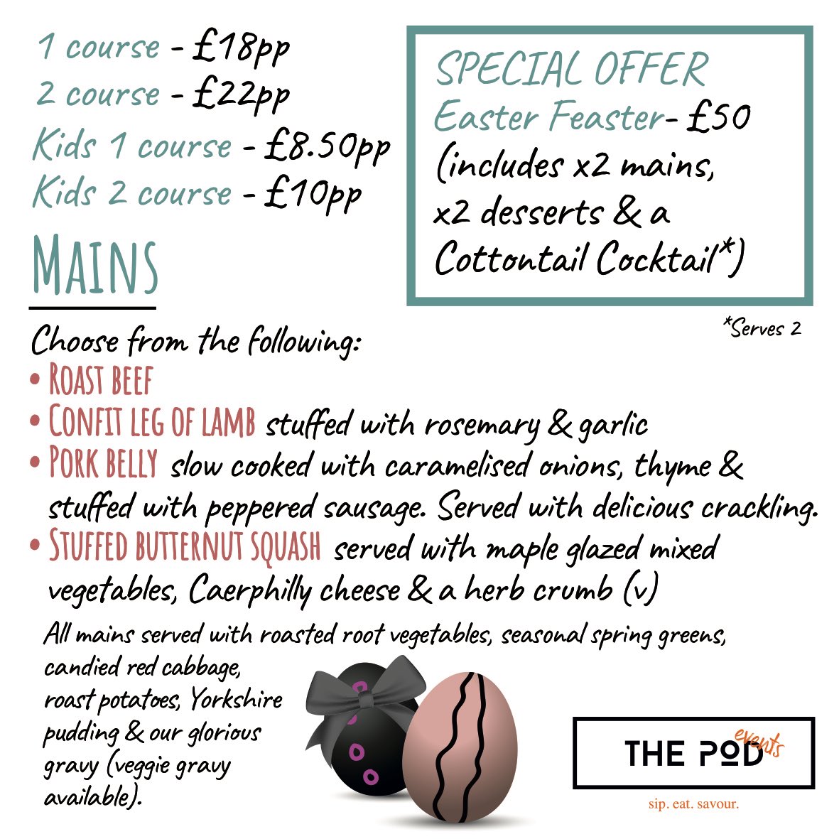 ThePodEvents's tweet photo. Avoid disappointment! Get your Easter Sunday orders into us ASAP. Email bookings@thepodnewport.com to arrange your collection. 

Please note - food is served cold. Follow “Reheat &amp; Eat” instructions to enjoy to a Pod standard😊

#thepodevents #thepod #newport #cardiff #wales https://t.co/dehLzynGCW