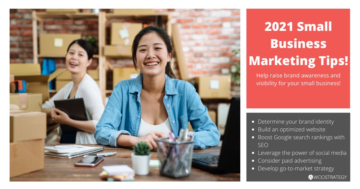 WooStrategy's tweet photo. As a small business owner, it's often easy to forget about the importance of investing time in marketing for your business. Here are a few small business fundamentals to help you grow your digital presence and promote your business! 😀🚀📈 #WooStrategy #SmallBusinesses #Marketing https://t.co/0POG7wJPti