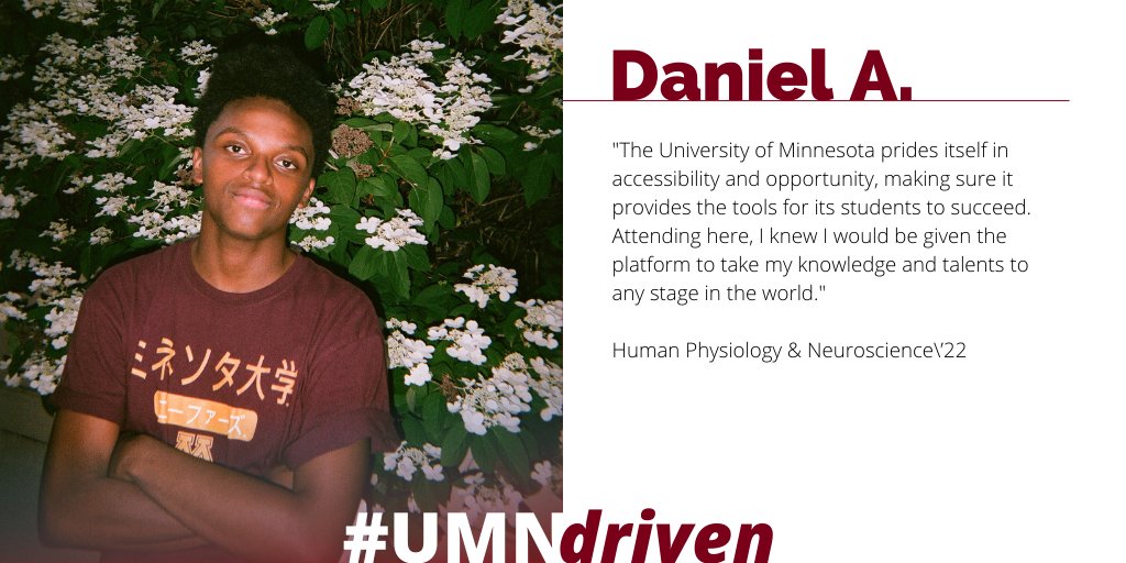 #UMNdriven Spotlight: Daniel Akah is a third-year undergraduate student pursuing a Pre-Medicine track. When he isn't at a meeting for MSA, Phi Kappa Psi, Vocal U Acapella, or IFC, you can probably find him in the music studio!