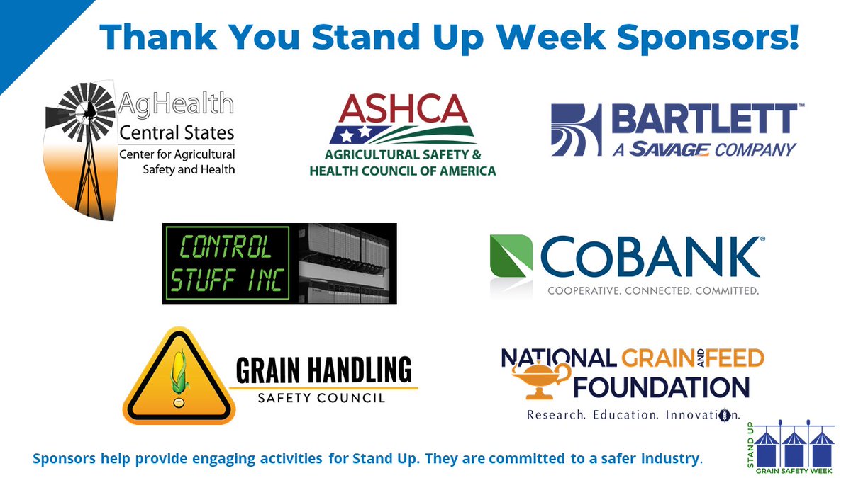 GEAPSinfo's tweet photo. What’s the GRAINEST week of the year? #Standup4GrainSafety Week! Visit https://t.co/9ZwkmWBYC1 to register for virtual learning sessions and free resources.
Thank you sponsors: #ASHCA, #BartlettGrain, @CoBank, CS-CASH, Control Stuff Inc, @GrainSafety, @NGFA Foundation. https://t.co/v35VEgDmHg