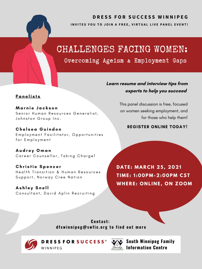 SWFIC1's tweet photo. You can still register for our free event tomorrow Panel presentation Challenges Facing Women: Ageism and Employment Gaps https://t.co/Nj6D5bKLYa https://t.co/MymNQNc1Ev