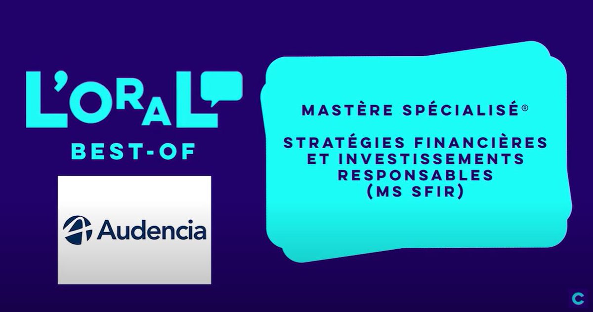 audencia's tweet photo. #Programme - Vous souhaitez vous former en #finance &amp; #investissements #responsables ?
Découvrez dès à présent notre replay @CampusChannel sur le Mastère Spécialisé® Stratégies Financières et Investissements Responsables (MS SFIR) @ms_audencia 
🎞️https://t.co/gfy8BccSPt https://t.co/2frAQzOM7a
