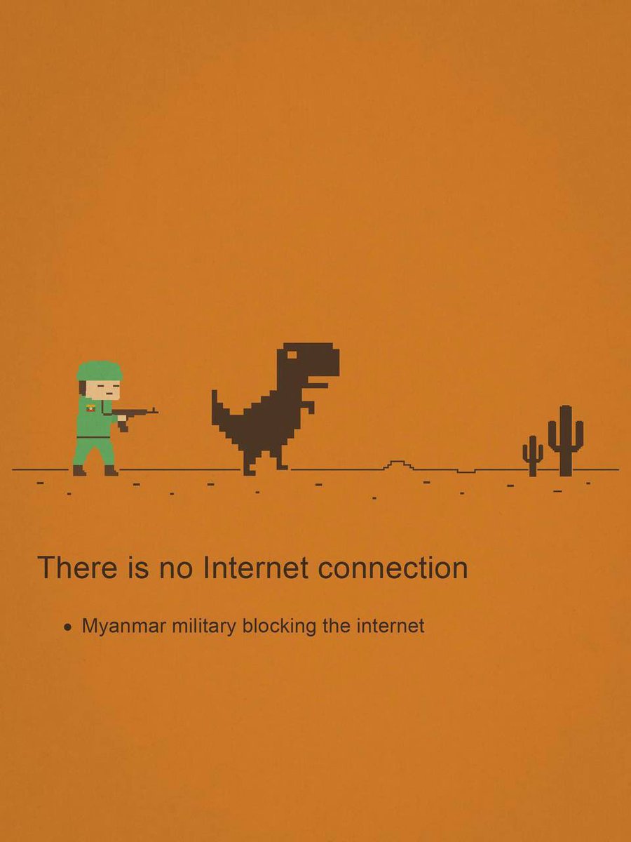 SithuWt's tweet photo. The Myanmar military junta group officially announced today in response to a media question that they have no recent plan to turn mobile data internet back on.
SILENCE REVOLUTION 
#WhatsHappeningInMyanmar
#Mar24SilenceStrike
#keepiton  
#internetshutdown https://t.co/bmkKGydjqC
