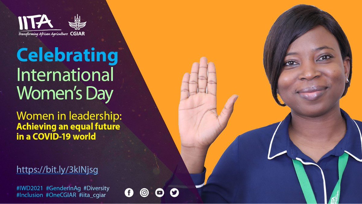 IITA_CGIAR's tweet photo. I #ChooseToChallenge us to create avenues and programs that can help women grow and feel in a safe space to express their challenges and unveil their skills.
Watch Zainatou Sore, IITA Head of Capacity Development Office. https://t.co/m2AmgvsKmK
#IWD2021 #cgiargender #leadership https://t.co/CULC5jLRKX