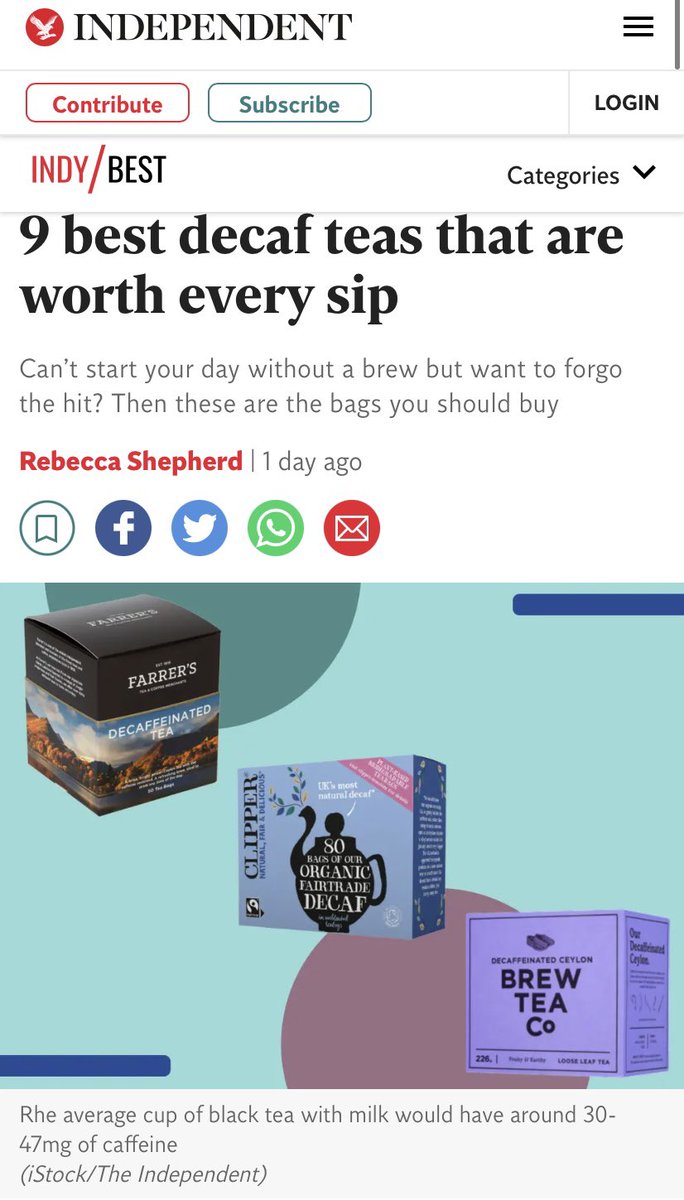 Woohoo! 🥳 Clipper Tea has made top 9 of the best Decaf Teas - well what can we say 😉 Check it out here bit.ly/3tPMu4u 💚