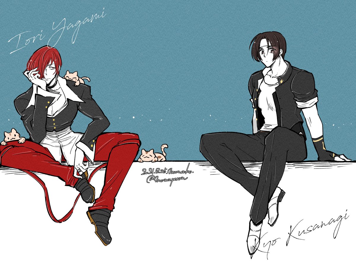 「【絵】いおりんと京ちゃんを並べたやつ 
#KOF #格ゲーキャラ描こうぜ 」|モナ子のイラスト