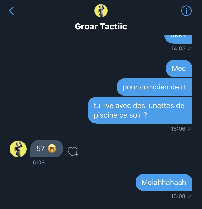SoushYT's tweet photo. Oh les gars je demande jamais de rt mais pour 57 rt @TactiicYT live avec des lunettes de piscine ce soir par pitié Rt 🤣 https://t.co/i7VqL7Udaa
