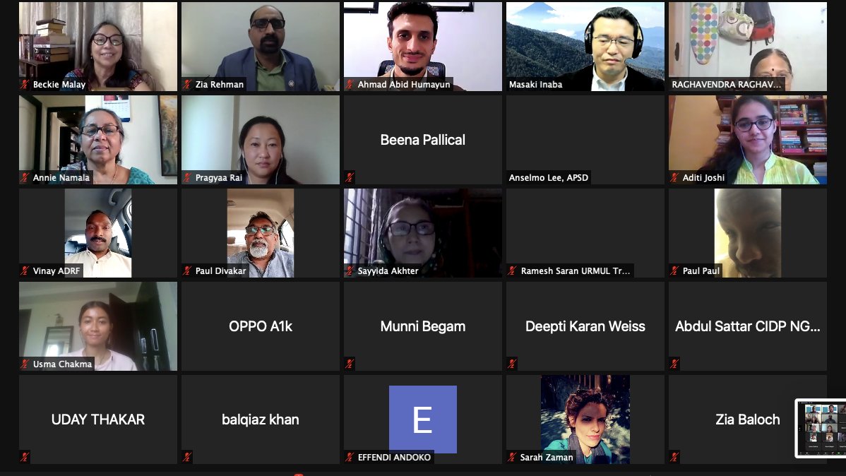 Snap from today`s side event "Recovery strategy on food and livelihood security for marginalised groups in Asia during COVID-19 and beyond " at Asia Pacific Forum for Sustainable Dev. #FacesOfInequality #apfsd2021 <a href="/PaulDivakarN/">Paul Divakar N</a> <a href="/beckiemalay/">Beckie Malay</a> <a href="/AnnieNamala/">Annie Namala</a>  <a href="/wadanatodo/">Wada Na Todo Abhiyan (WNTA)</a>  <a href="/PDA4SDGs/">PDA (Pakistan Development Alliance)</a>