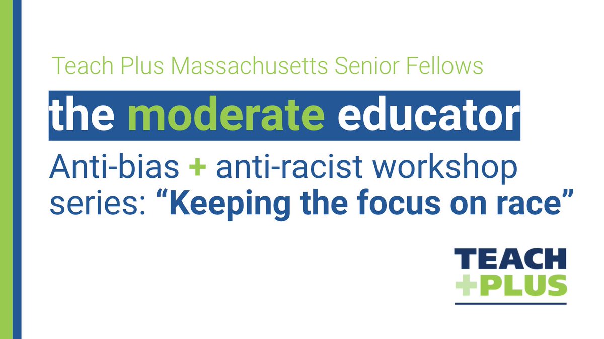 Keeping the focus on race means pushing educators to reflect, take constructive feedback, and commit to evolving their practice. Join my <a href="/TeachPlus/">Teach Plus</a> fellows in our anti-racist workshop tomorrow 3/25 (5:00pm): teachplus.tfaforms.net/328052 <a href="/tk_nagayoshi/">Takeru “TK” Nagayoshi</a>, <a href="/iTeachOwls/">Ms. “Owls” (Alves), M.Ed, ME</a>, <a href="/IAMtashajones/">Tasha Jones, I AM</a>