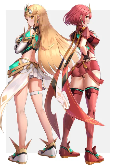 ホムラとヒカリ Pyla / Mythra
←原作版  スマブラ版→ 