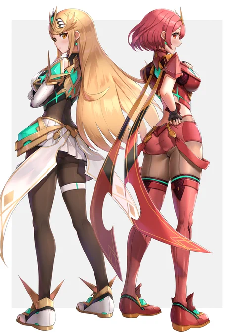 ホムラとヒカリ Pyla / Mythra
←原作版  スマブラ版→ 