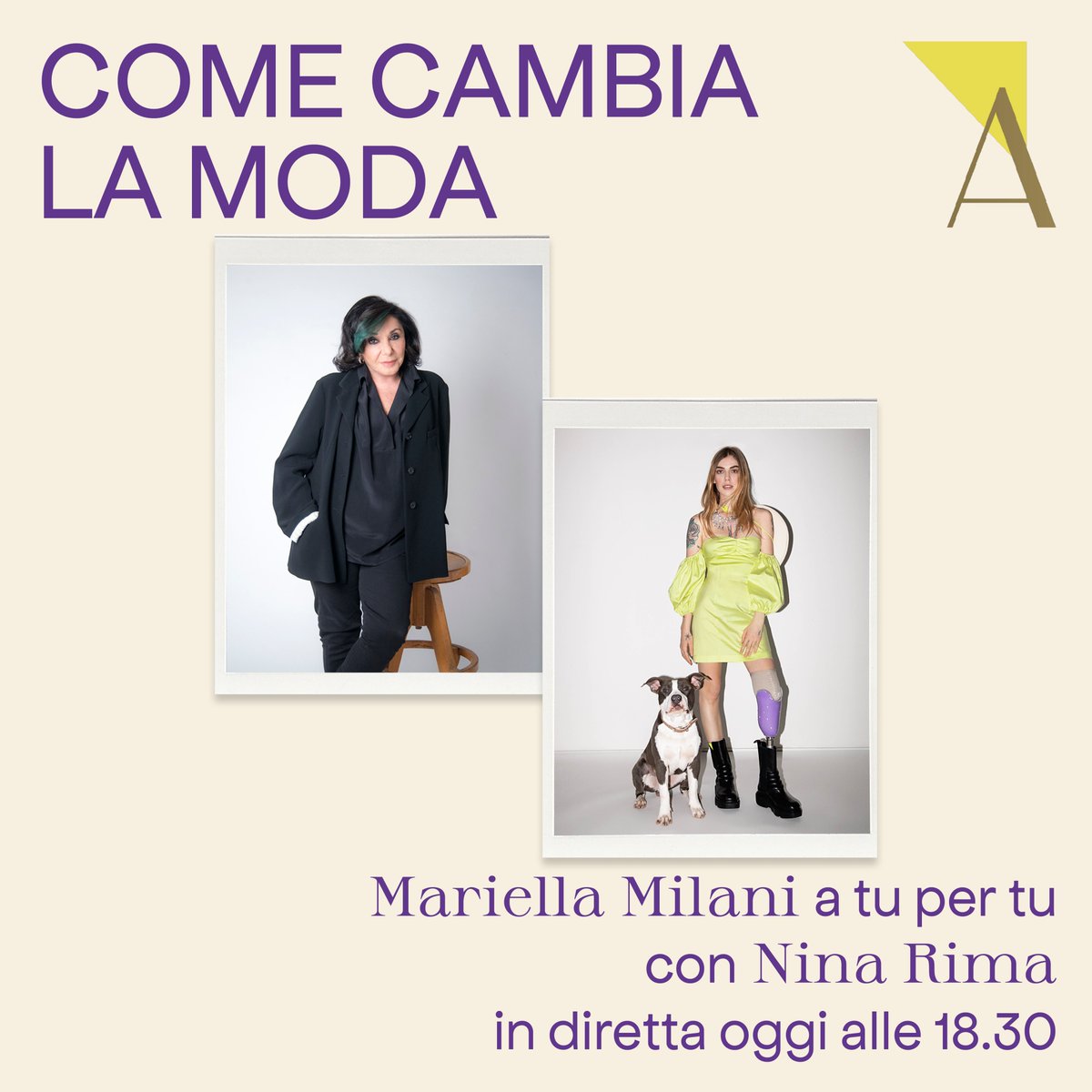 twinsetofficial's tweet photo. #ACTITUDECONVERSATION Mariella Milani, prima inviata di moda e costume del Tg2, intervisterà Nina Rima, modella bionica e una delle  ambassador della collezione Actitude.
Per seguire la diretta, vi invitiamo a seguire il suo profilo Instagram:@mariella_milani #ACTITUDEisMAGNITUDE https://t.co/PZWoM8aFTF