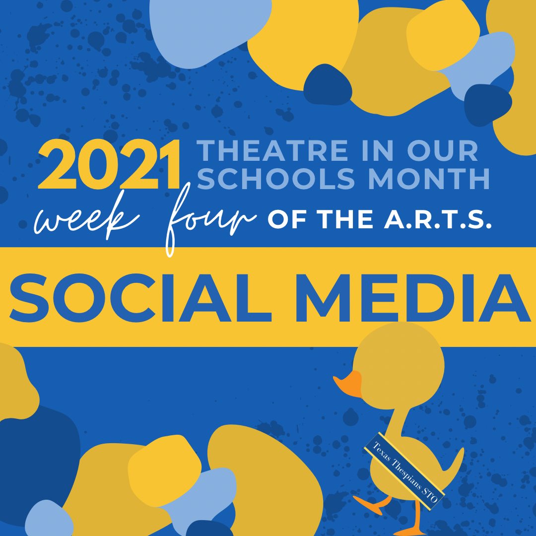 Texas_STO's tweet photo. Week 4: SOCIAL MEDIA! Use your platform to advocate for change and share you love of the arts! 🎭 https://t.co/WjDpeAFKlj