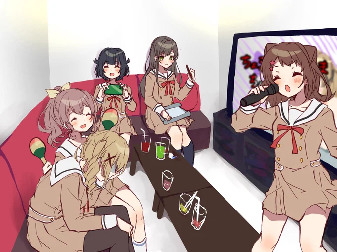 カラオケに来てるポピパ 