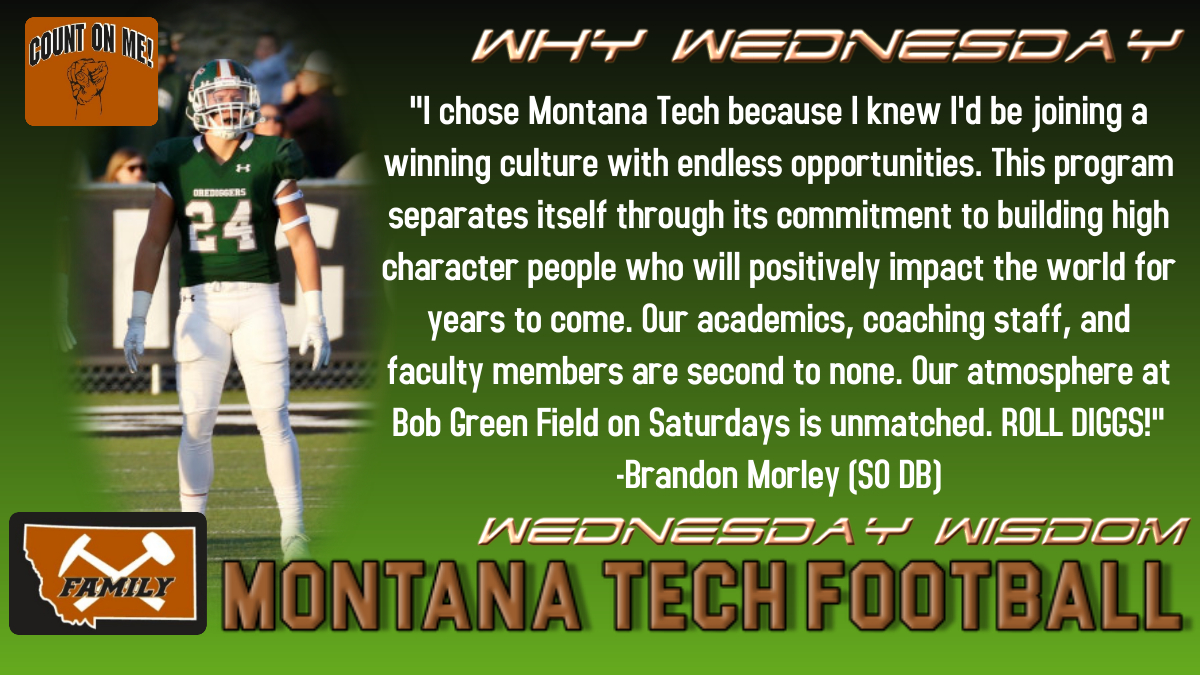 #WhyWednesday 
#WednesdayWisdom 
#RollDiggs 
SO DB Brandon Morley on WHY @MonTechFootball is the place to be!