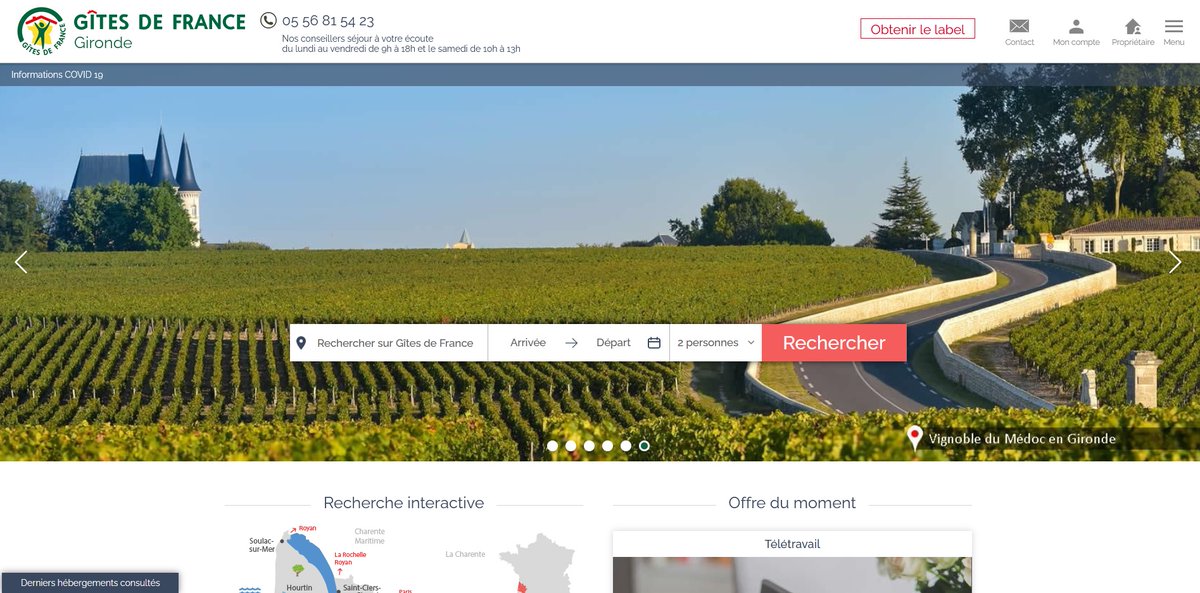 Tout nouveau, tout beau 👌 
Notre site internet Gîtes de France Gironde fait peau neuve ! 🤩
Découvrez son nouveau look ▶ gites-de-france-gironde.com !
Retrouvez tous nos hébergements, mais aussi
✔️ nos offres du moment
✔️ nos idées séjours
✔️ les p'tits nouveaux
Et bien + encore!