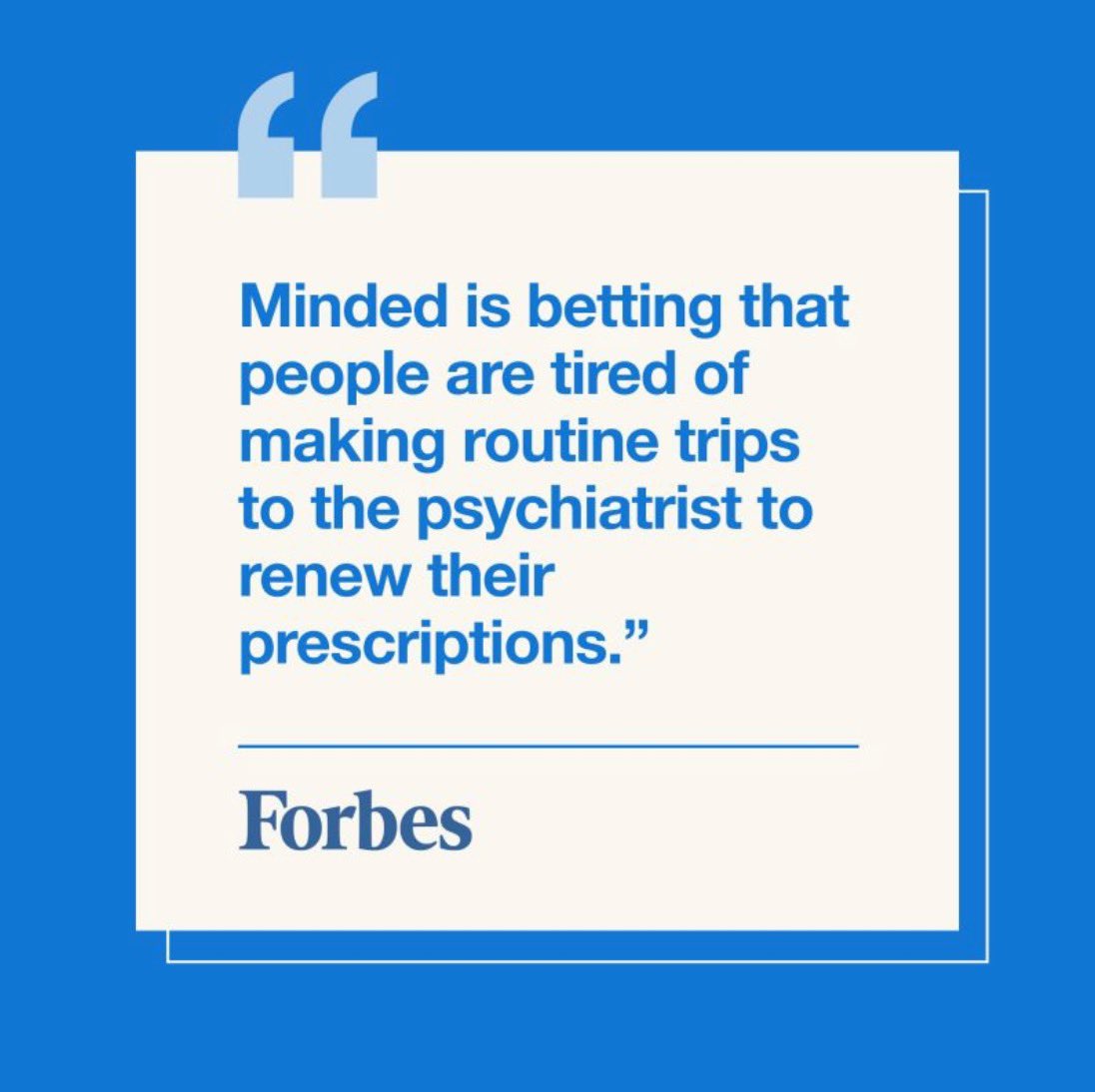 Mental health prescriptions made easy. <a href="/tryminded/">tryminded</a> takes care of renewing your prescription and delivery within 24 hours. Read more on <a href="/Forbes/">Forbes</a> at the link in the bio!