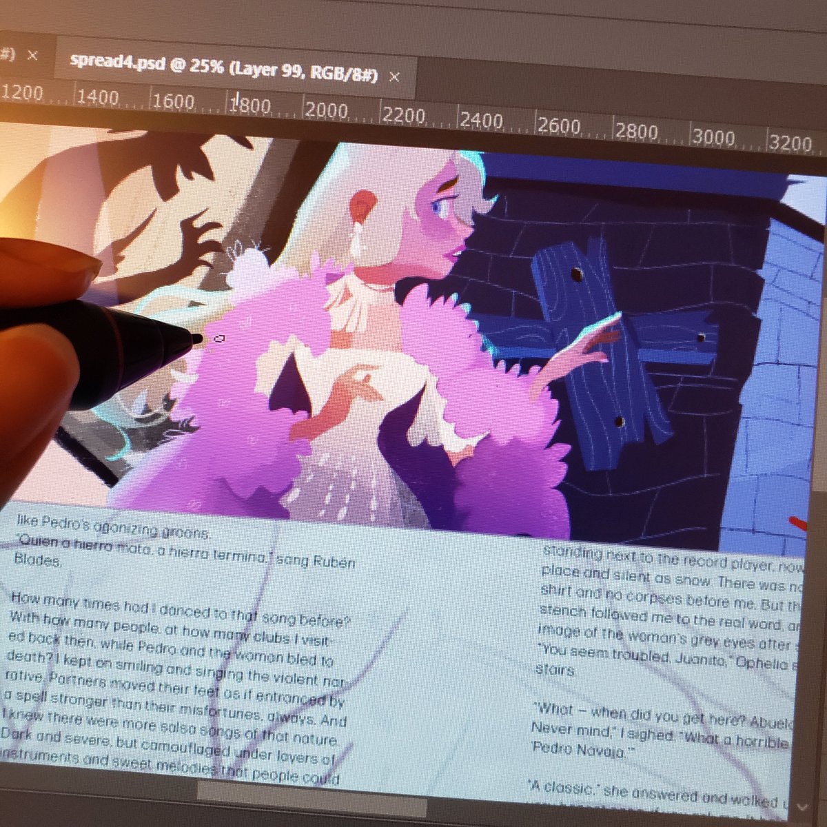 TorresKire's tweet photo. Process work: much to paint still, 3 more spreads to go 💕 wohoo!🥰💪 #scanmagazine #doingwhatilove https://t.co/y9PXbNsZnt