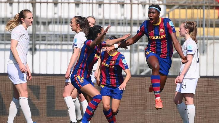 myBetConverter's tweet photo. Today @AsisatOshoala with her beautiful goal gave Fc Barcelona Femeni a triumphant 3-0 win against the female Citizens of Machester City in the first leg of the Quarter-final of the glorious  UEFA Women's Champion League. #echoke #Goldinsideme #UCL #GreatestGuru_InTheWorld https://t.co/dBZLHPvO8T